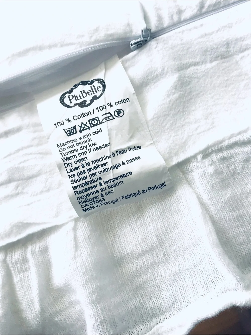 Piu Belle white cotton sham